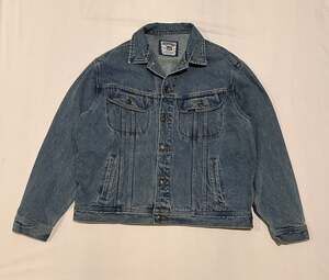Vintage 90s Lee Trucker Blue Denim Jean Jacket Men's Large 100% Cotton